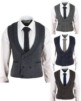 Chaleco cruzado de tweed para hombre