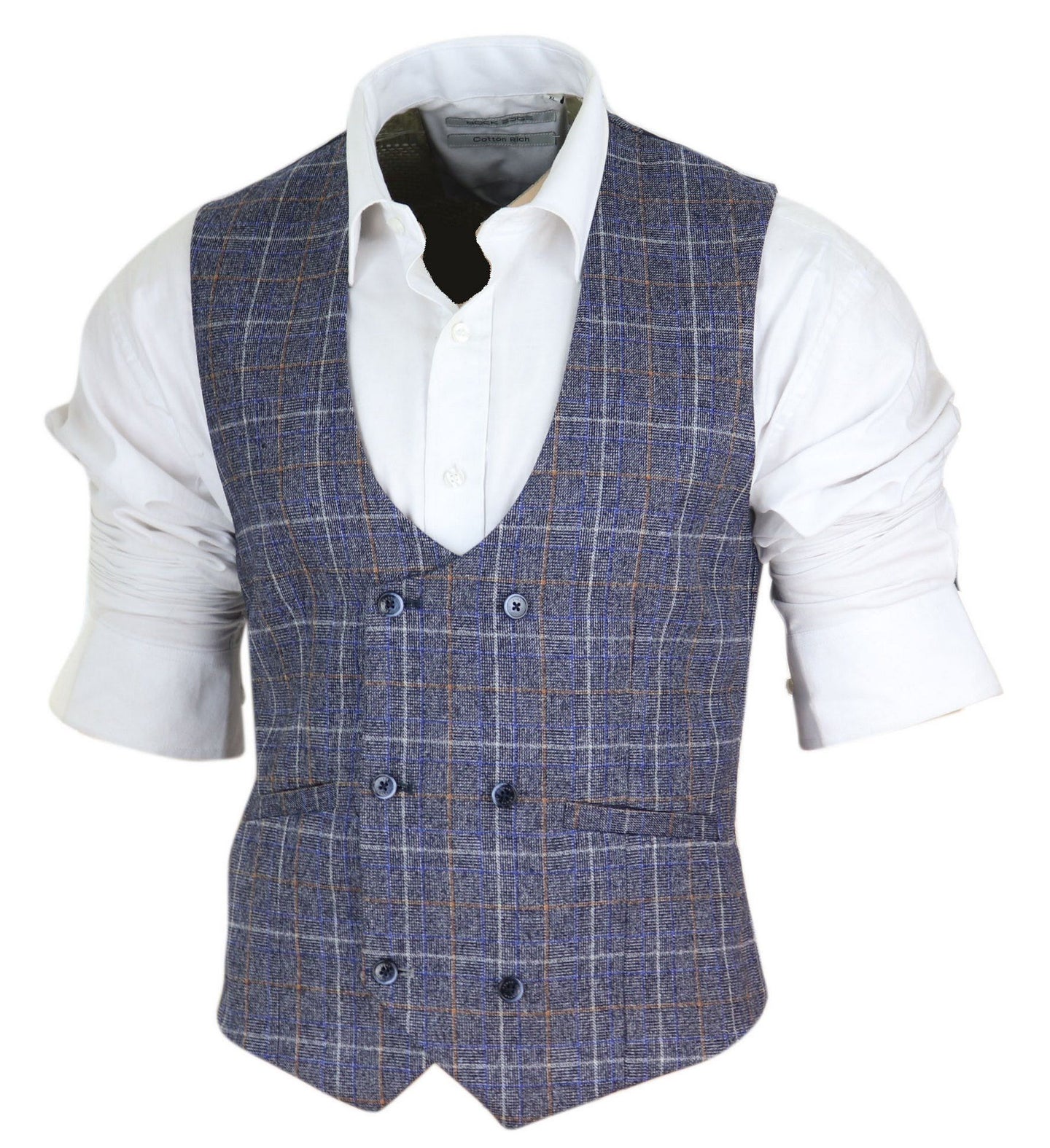 Chaleco cruzado para hombre con cadena - Cavani Bonita - Azul