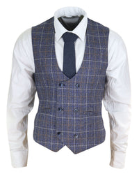 Chaleco cruzado para hombre con cadena - Cavani Bonita - Azul