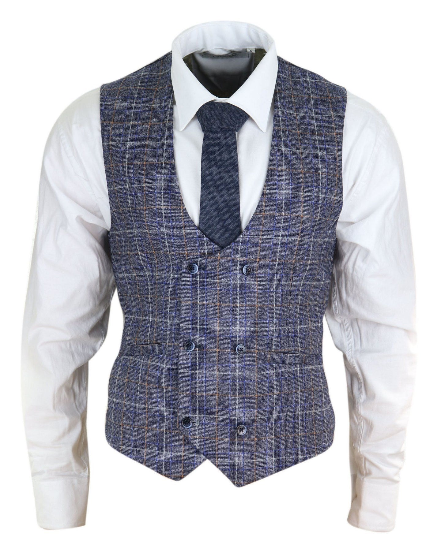Chaleco cruzado para hombre con cadena - Cavani Bonita - Azul
