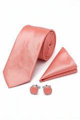 Conjunto de corbata rosa empolvado para hombre