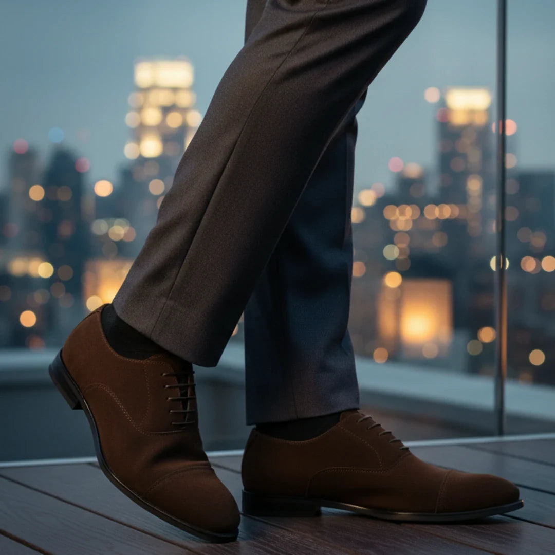 Zapatos Oxford de hombre con cordones y acabado de gamuza sintética
