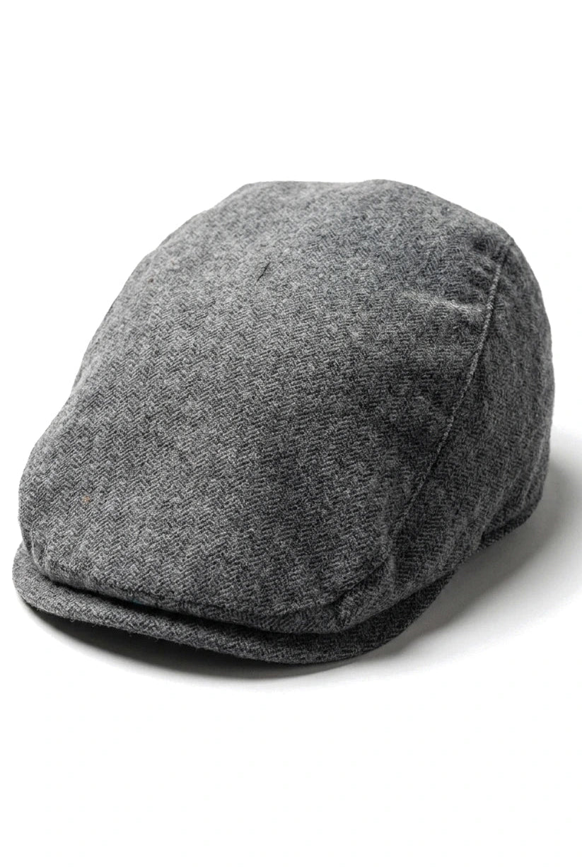 Gorra plana para hombre, estilo Baker Boy, 8 paneles, tweed, espiga gris, estilo vintage.