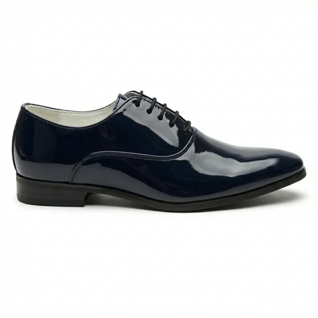 Zapatos Oxford formales de hombre de piel sintética charol.