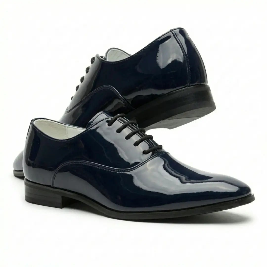 Zapatos Oxford formales de hombre de piel sintética charol.