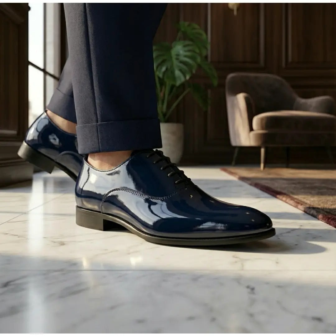 Zapatos Oxford formales de hombre de piel sintética charol.