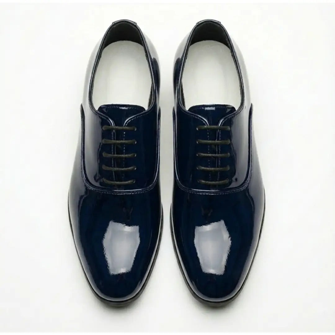 Zapatos Oxford formales de hombre de piel sintética charol.
