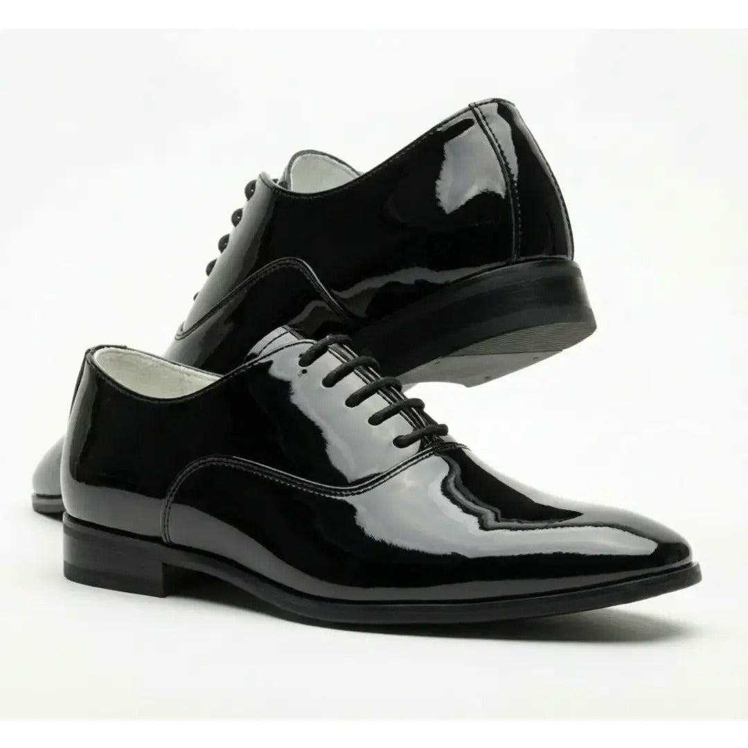 Zapatos Oxford formales de hombre de piel sintética charol.