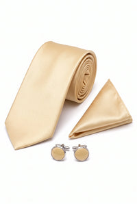 Conjunto de corbata dorada para hombre