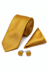 Conjunto de corbata dorada para hombre