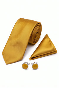Conjunto de corbata dorada para hombre