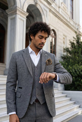 Pañuelo de bolsillo para hombre de mezcla de lana y tweed dorado.