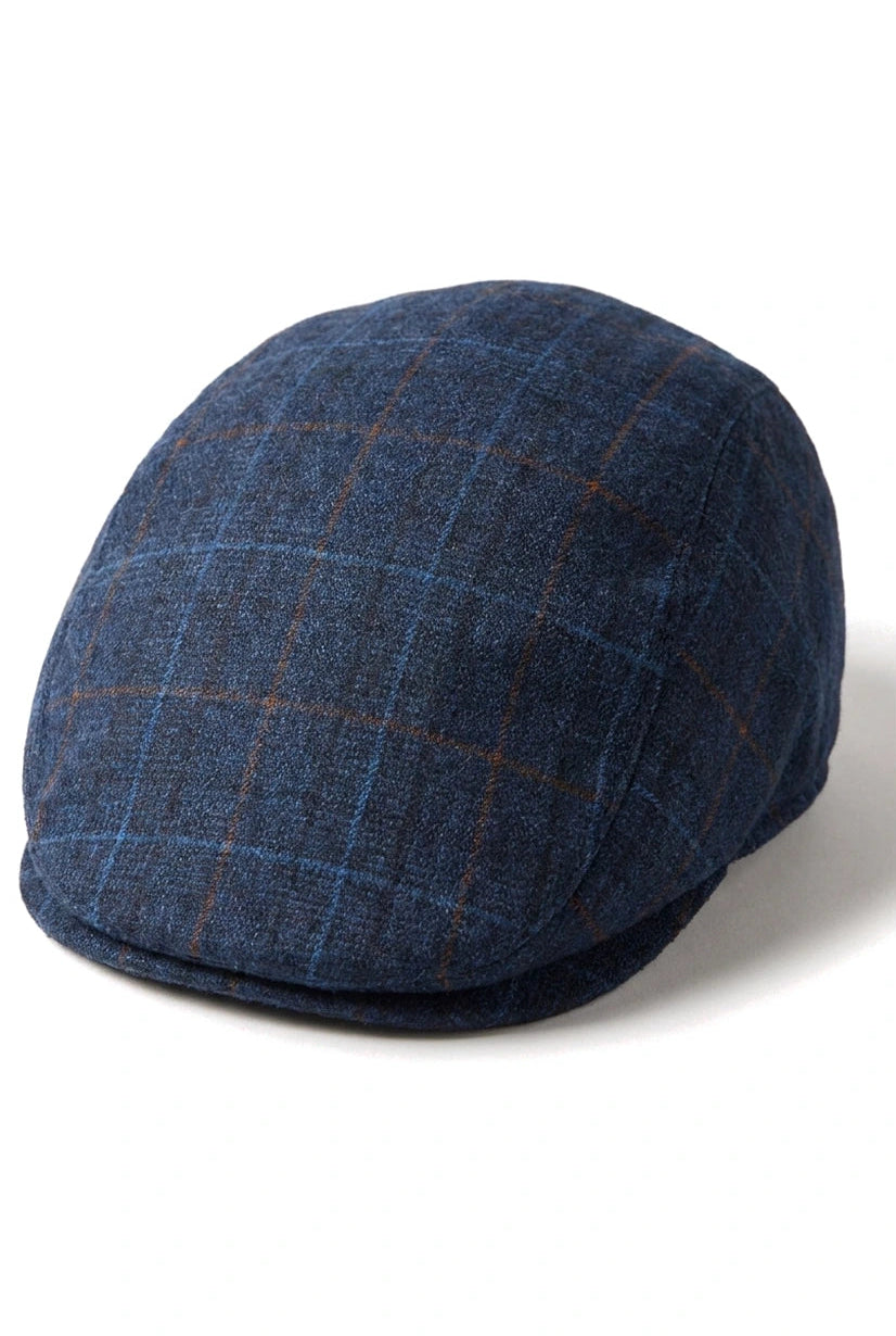 Gorra plana azul marino de 8 paneles estilo "Grandad Baker" para hombre, de tweed, estilo vintage clásico e informal elegante de los años 20.
