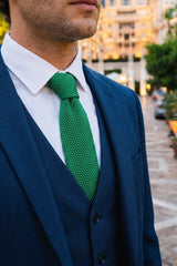 Corbata de punto verde para hombre
