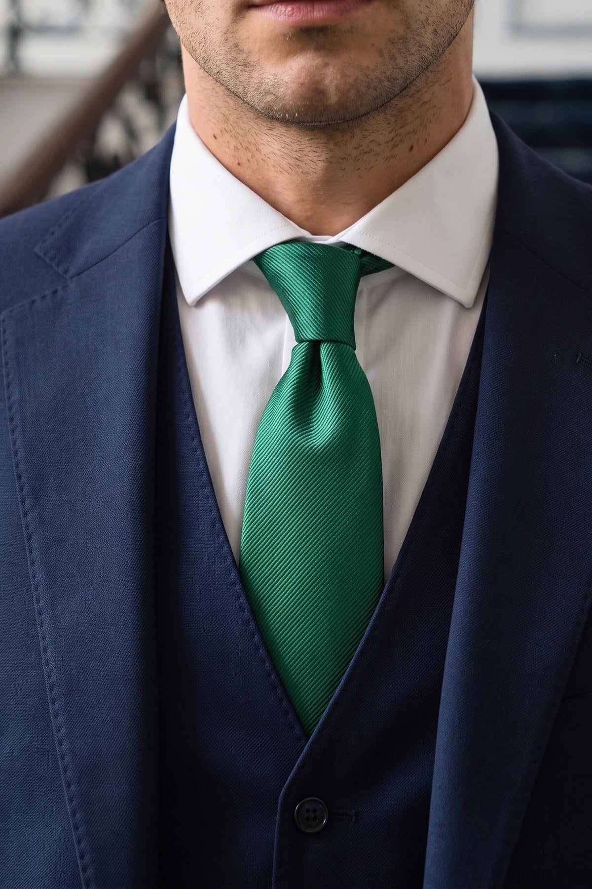 Corbata verde estrecha de 6 cm para hombre.