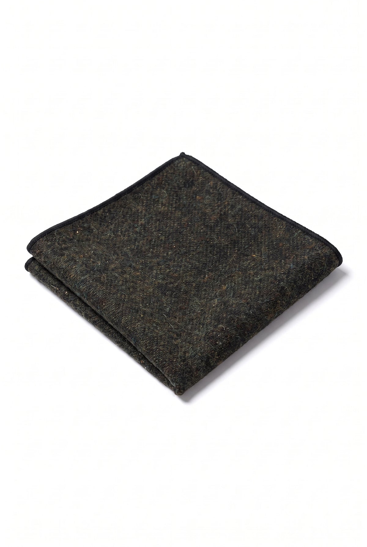 Pañuelo de bolsillo para hombre de mezcla de lana y tweed verde.