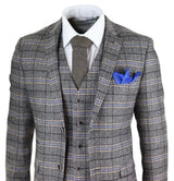 Traje de tres piezas de tweed gris a cuadros para hombre