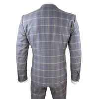 Traje de tres piezas para hombre a cuadros gris azulado - Paul Andrew Kenneth