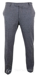 Pantalones de lana de tweed con diseño de espiga para hombre, color gris carbón - Carbón