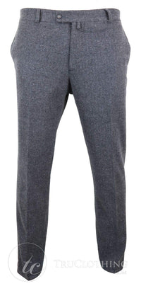 Pantalones de lana de tweed con diseño de espiga para hombre, color gris carbón - Carbón