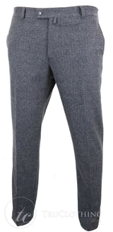 Pantalones de lana de tweed con diseño de espiga para hombre, color gris carbón - Carbón