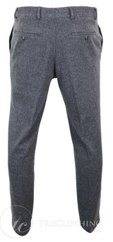 Pantalones de lana de tweed con diseño de espiga para hombre, color gris carbón - Carbón