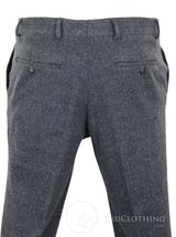Pantalones de lana de tweed con diseño de espiga para hombre, color gris carbón - Carbón
