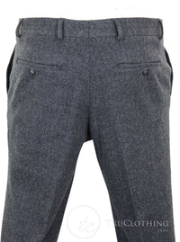 Pantalones de lana de tweed con diseño de espiga para hombre, color gris carbón - Carbón