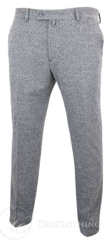 Pantalones de lana de espiga de tweed gris carbón para hombre - Gris