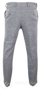 Pantalones de lana de espiga de tweed gris carbón para hombre - Gris