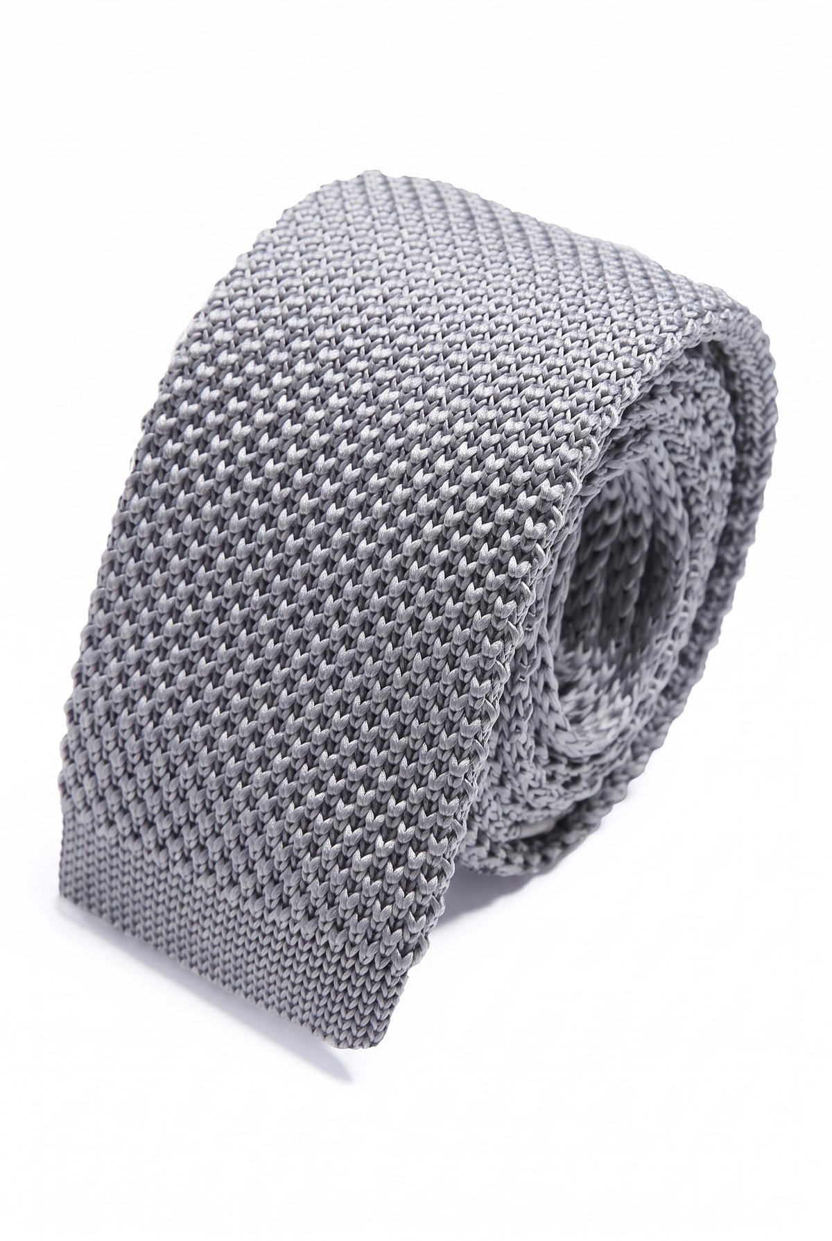 Corbata de punto gris lisa para hombre