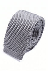 Corbata de punto gris lisa para hombre
