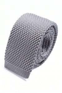 Corbata de punto gris lisa para hombre