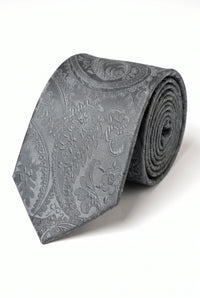 Set de regalo de corbata gris con estampado paisley para hombre