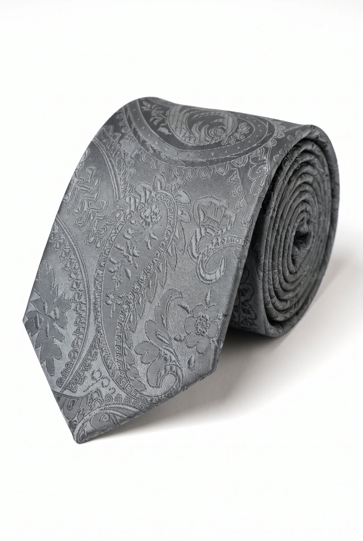 Set de regalo de corbata gris con estampado paisley para hombre