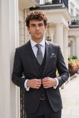 Set de regalo de corbata gris con estampado paisley para hombre