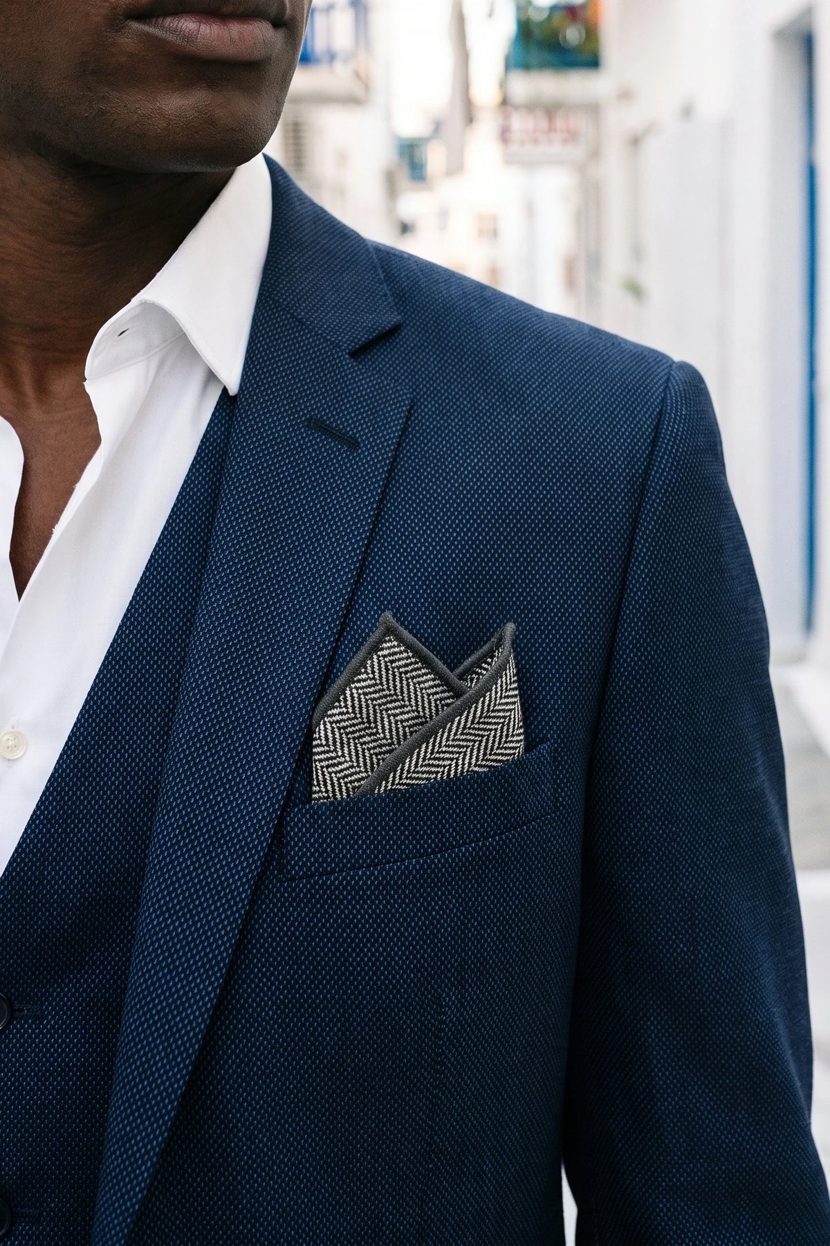 Pañuelo de bolsillo de tweed gris para hombre