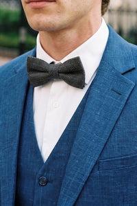 Pajarita de hombre de mezcla de lana y tweed gris