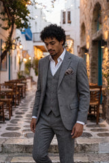 Pañuelo de bolsillo para hombre de mezcla de lana y tweed gris.