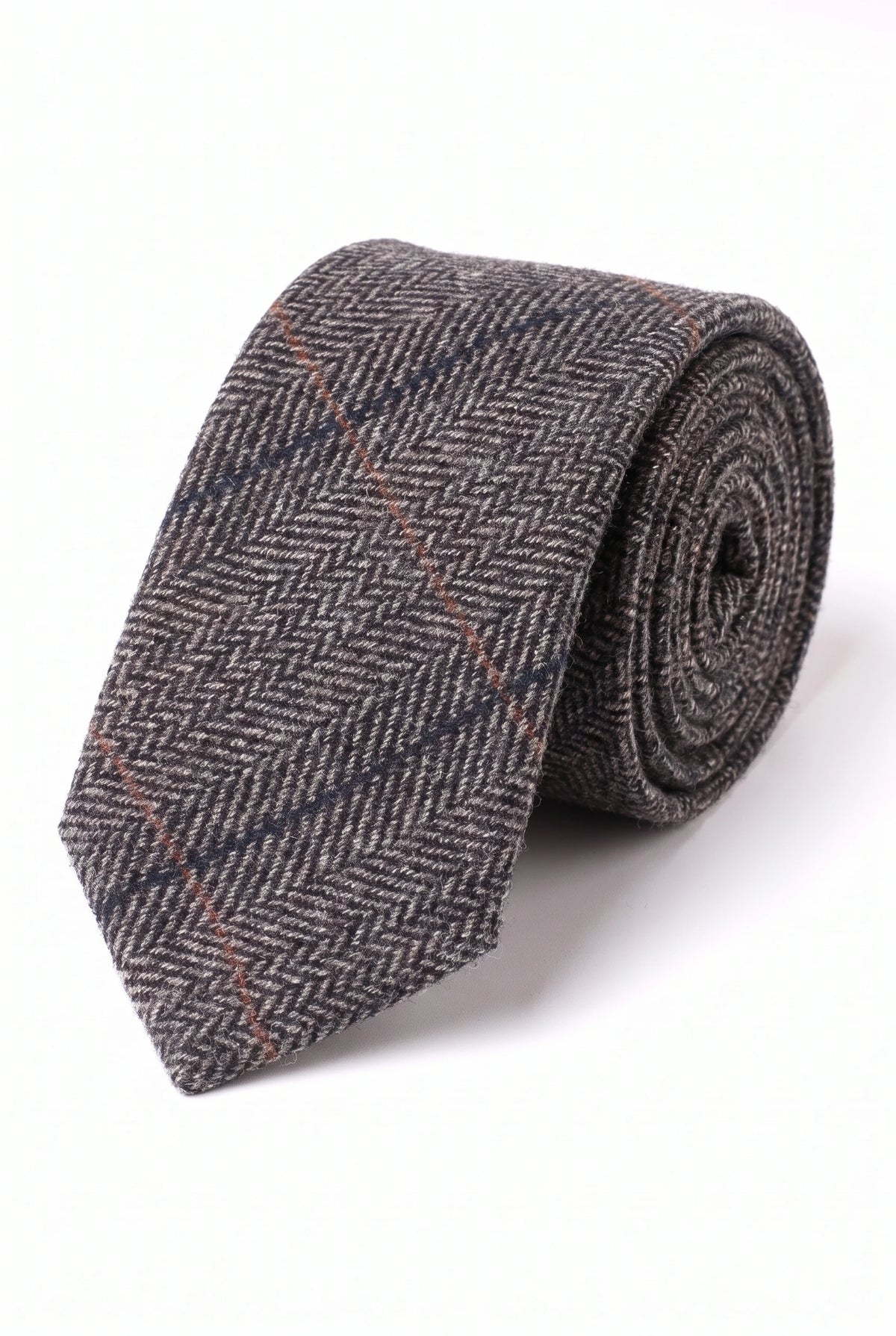 Corbata de tweed gris de mezcla de lana para hombre