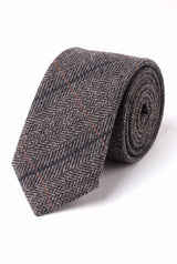 Corbata de tweed gris de mezcla de lana para hombre