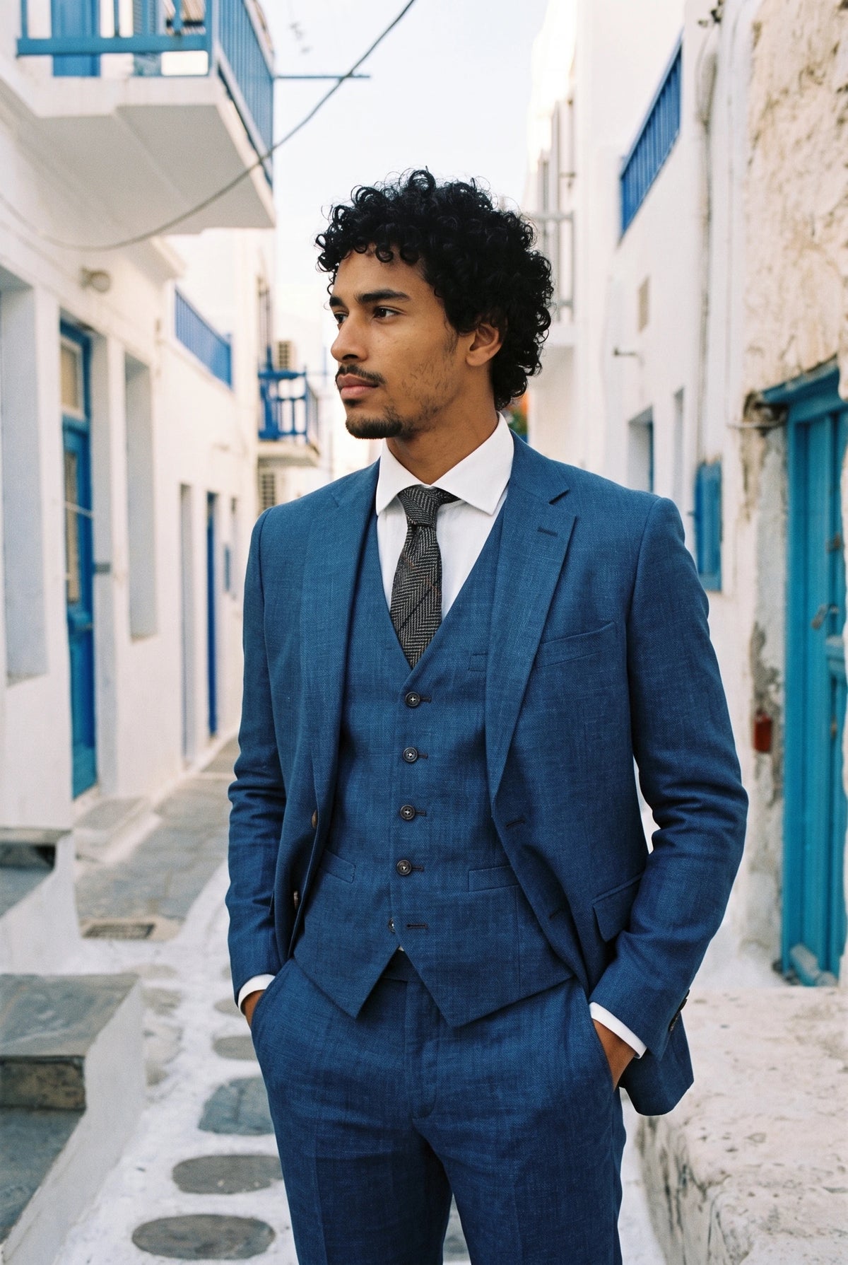 Corbata de tweed gris de mezcla de lana para hombre