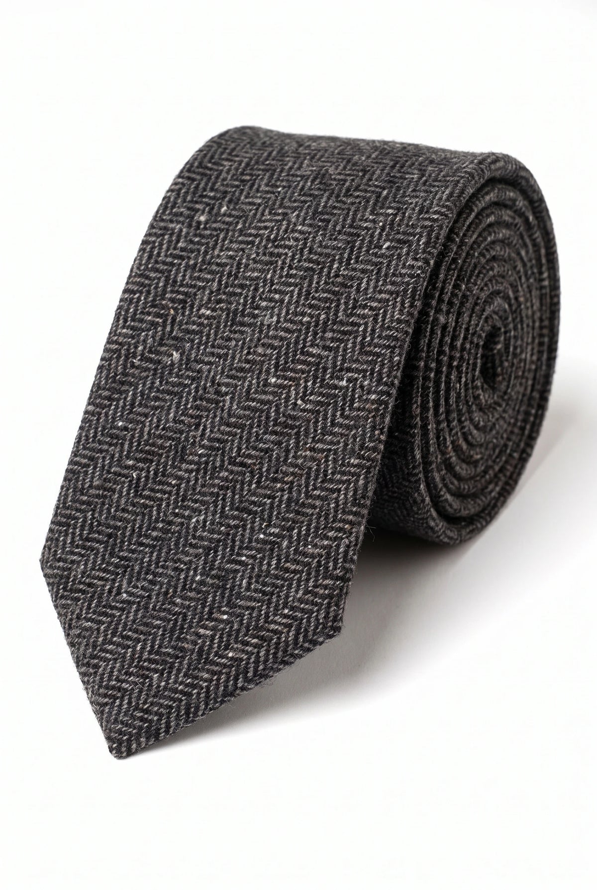 Corbata de tweed gris de mezcla de lana para hombre