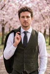 Corbata de tweed gris de mezcla de lana para hombre
