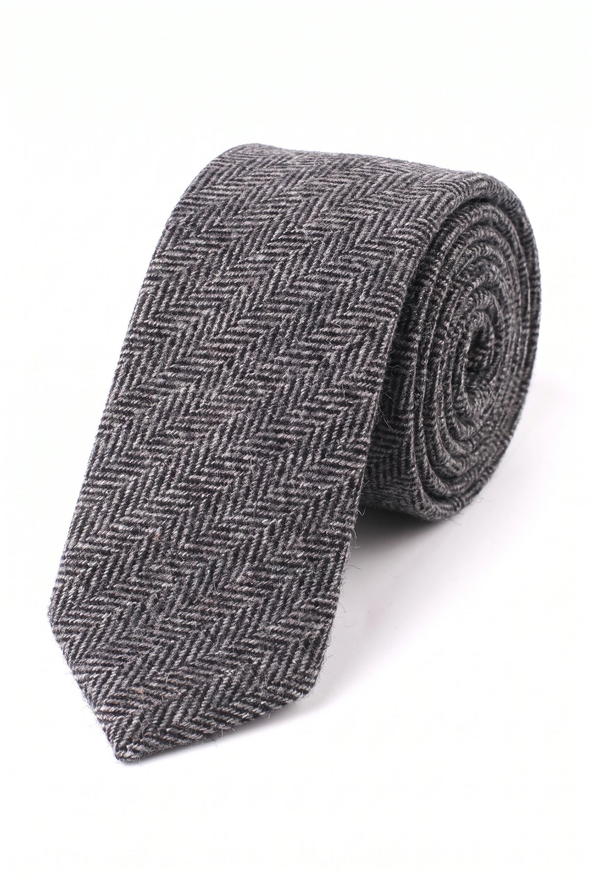 Corbata de tweed gris de mezcla de lana para hombre