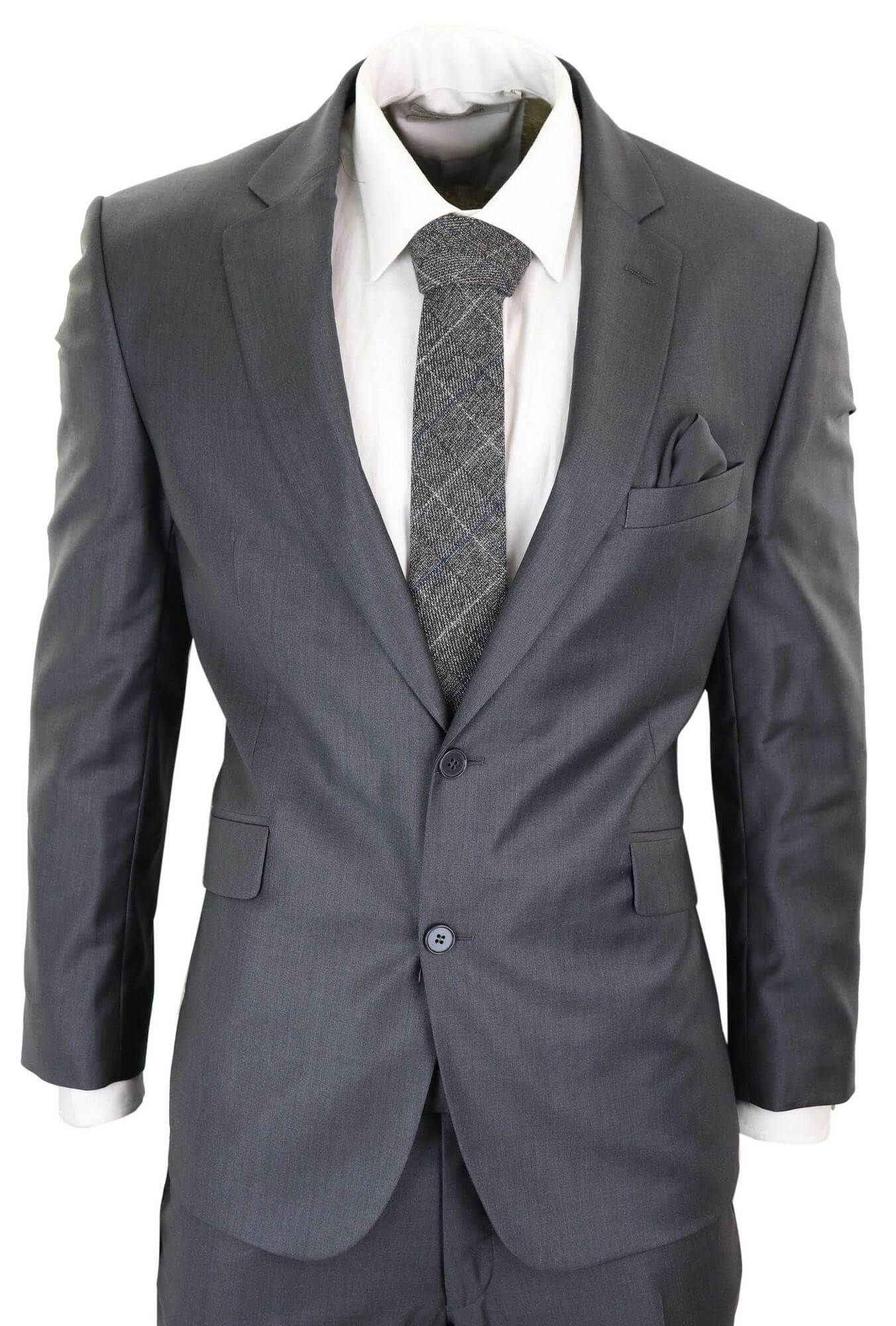 Traje formal de lana gris para hombre