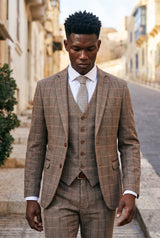 Corbata de hombre de tweed de lana gris con estampado de espiga.