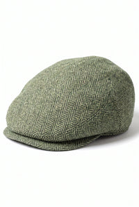 Gorra plana de mezcla de lana verde para hombre