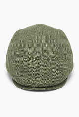 Gorra plana de mezcla de lana verde para hombre