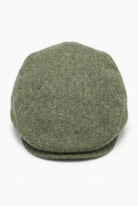 Gorra plana de mezcla de lana verde para hombre